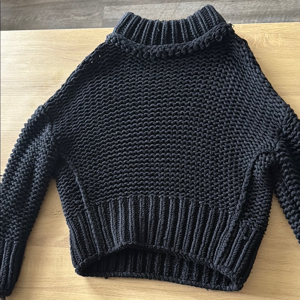 Free People Black Cozy Cowl Neck Sweater